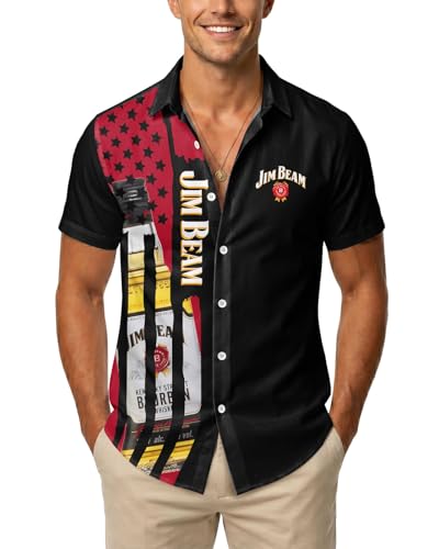 Image of 99TIMORO Funny Film Summer Button Down Shirt Men Short Sleeve Top | Movie Character Hawaiian Shirts for Men Lightweight Breathable Beach Vacation Business Casual Summer Gifts Classic Fit