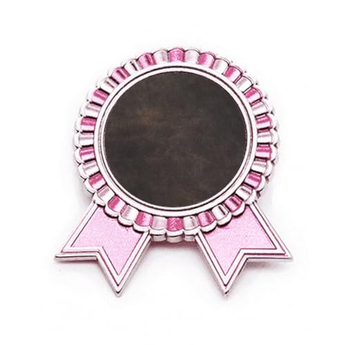 Broche en cuir noir motif rose de taille M - Bijou en métal noble