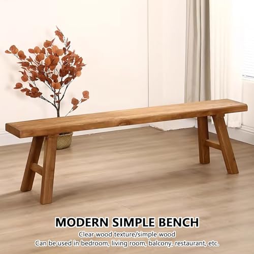 Banco rústico de madera elegante con asiento delgado de 50 cm 4