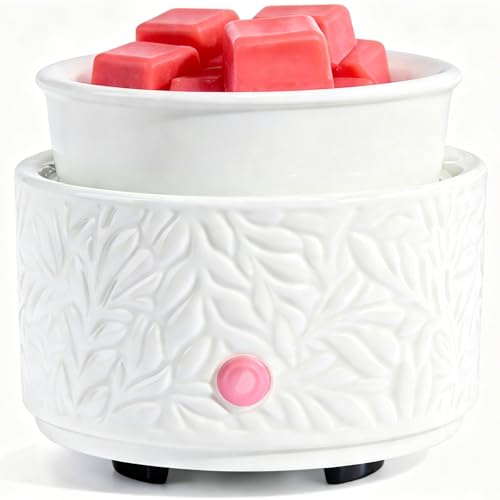 ElusiaKa 3-in-1 Wax Melter in white with leaves design