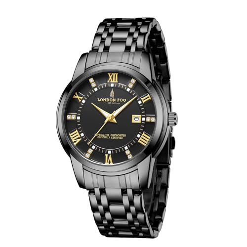 Image of London Fog Regent Collection Analog Quartz Watch for Men with Round Dial and Stainless Steel Strap, Metal Case, Date Display, Luminous Hands & Hour Markers, Water Resistant
