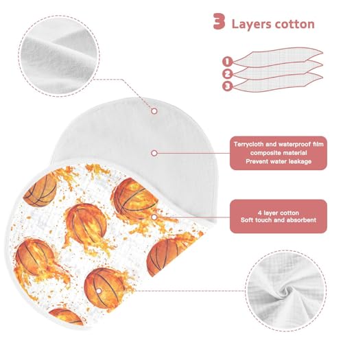 vvfelixl Basketball with Flame Burp Cloths for Baby Boy Girls Baby Washcloths Burp Rags 1 Pack3