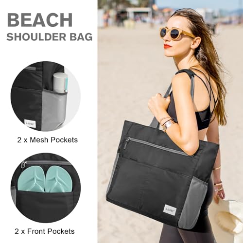 Image of G4Free Beach Bag, Waterproof Sandproof Beach Tote Bag, Large Capacity Foldable for Women