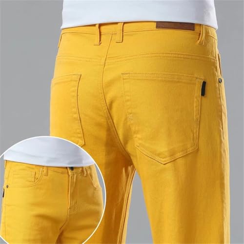 Men's Slim Jeans Classic Straight Stretch Elastic Denim Pants Skinny Colorful Trousers2