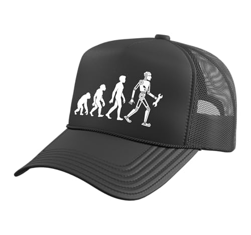 Evolution of Man to Robot Future Trucker Hat with Adjustable