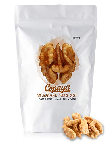 Copaya Walnusskerne in Premium Qualität, Sehr Milde & Aromatische Walnüsse, Handgeschlagene Kerne, Extra Dick & Hell in Rohkostqualität aus Chile im verschließbarem Aromaschutzbeutel, 1000g (1KG) Cover