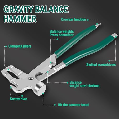 Image of Wheel Weight Pliers, Wheel Balancing Weight Plier Hammer Tool, Clip-On Wheel Weights, Tire Weight Removal Tool, Universal Car Repair Tool for Most Cars