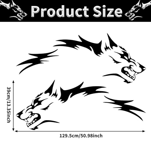 Image of TOMALL 50'' 2Pcs Wolf Car Sticker Decal for Car Body Side Stickers Auto Wolf Graphics Racing Sports Stripes Stickers for SUV Off-Road Vehicles Car Hood Trunk Universal Waterproof Vinyl Sticker (Black)