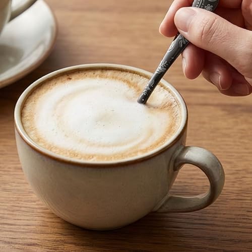 Image of 6.7 inch Sterling Silver Dessert Spoons with Floral Printed Handle | Set of 5 Durable Stainless Steel Teaspoons | Mirror Polished Silverware for Home, Restaurants, and Gift Giving