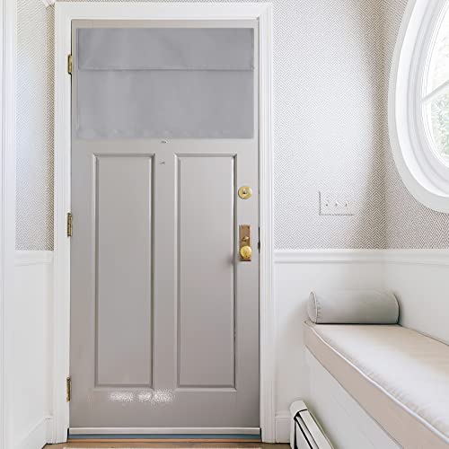 RYB HOME Room Darkening French Door Covers 20 inches, Privacy Curtain Heavy Duty Window Drape for Patio/Glass/Decorative Tie up Door Blind, W 26 x L 20, 1 Pc, Sliver Grey