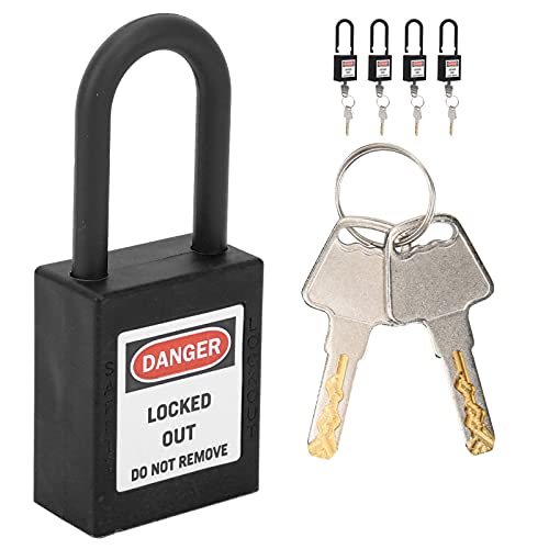 Lockout Tagout Locks Set, Lockout Tagout Kit with Key Nylon Engineering Safety Lock for Factories Construction Sites Hospitals (Black)