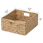 Large Square Woven Hyacinth Wicker Pantry Storage Baskets, Set of 6 - Image 3