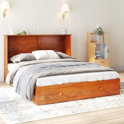 Muzz Queen Size Murphy Cabinet Bed With Memory Foam Mattress, Charging Station And Large Drawer (Queen, Cherry) #TOP7