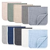 Synrroe 10 Pack Muslin Burp Cloths, 20x10Inch, 10 Mixed Colors, Soft Absorbent Baby Burping Rags