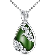 HPQQ Jade Necklace with Hummingbird/Dragonfly/Butterfly/Bee/Turtle Necklace Sterling Silver Natur...