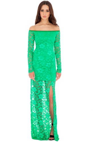 Goddiva diseño off-Shoulder encaje vestido Verde verde 36