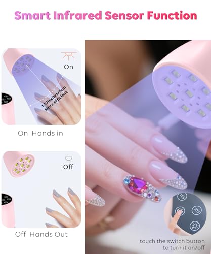 Auduto 2 in 1 UV LED Nail Lamp for Gel Nails Polish, Flash Cure 27W Cordless Gooseneck Mini Nails Light, Quick Dryer with Timers Smart Sensor Ambient Lighting, Home DIY & Professiona — view 5