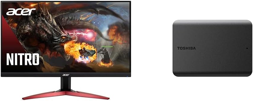Acer Nitro KG241Y Sbiip 23.8” Full HD (1920 x 1080) VA Gaming Monitor & Toshiba Canvio Basics 1TB Portable External Hard Drive USB 3.0