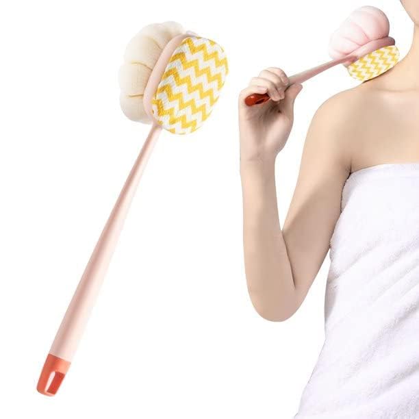 Image of Back Scrubber Shower Brush, Long Handle for Shower, Back Scrubber for Shower with Loofah and Exfoliating Mitt, Shower Brush for Bath Dry Brush, Body Brush for Men Women (M, 1, count)