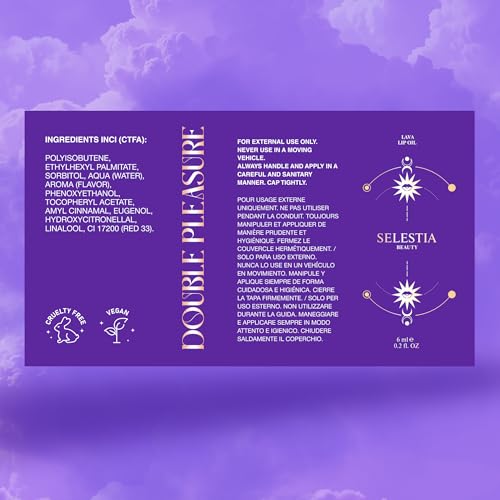 SELESTIA BEAUTY Hydrating Lip Oil – Double Pleasure – Moisturizing & Softening Lip Glow Oil with Silicone Applicator, 0.14 oz (Like a Virgin)
