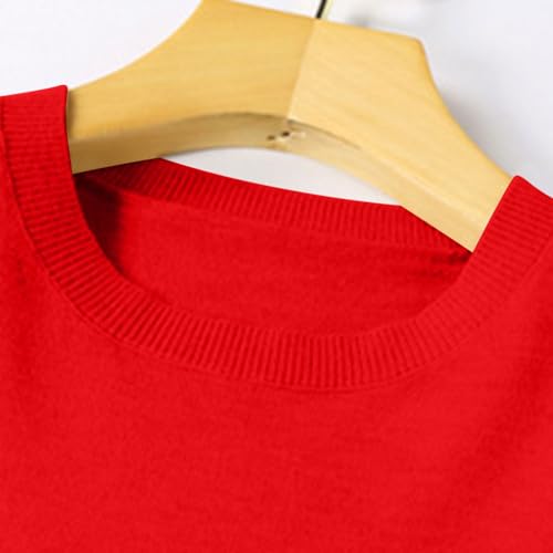 Image of Sweaters for Women Fall Long Sleeve Lightweight Crewneck Knit Tops Casual Soft Pullover Sweater Base Layer Shirts