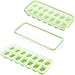 Stampo Ghiaccio con Coperchio, 2 Pezzi Stampi per Ghiaccio, Rilascio Facile, Coperchi Impilabili, Stampo Ghiaccio Silicone per congelatore, Whisky, Cocktail (2 Pezzi, Coperchio con Fibbie, Verde)