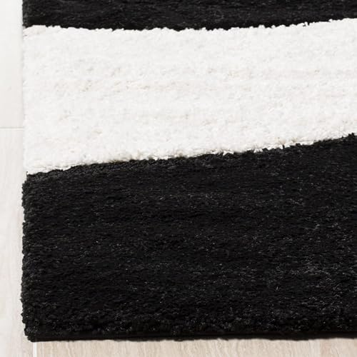 Image of Shaggy Rugs 4X6 FEET Soft and Cozy Carpet for Living Room & Hall, Bedroom, and Kids Room Non-Slip, High Pile, Machine Washable, Perfect for Any Room (Black)