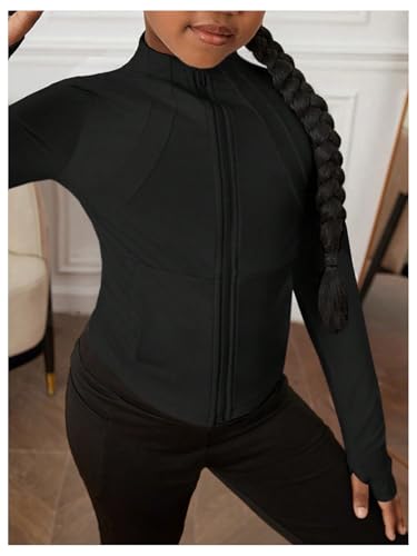 Girl's Zip Up Running Jacket Long Sleeve Fitted Workout Outerwear with Pockets Sportswear4