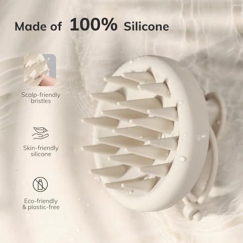 Sndyi Silikon Kopfhaut Massagebürste, Shampoo Bürste für Peeling und Kopfmassage, Premium Kopfmassage Bürste [Nass & Trocken], Reduziert Schuppen, Stimulieren das Haarwachstum, Haferflocken 2