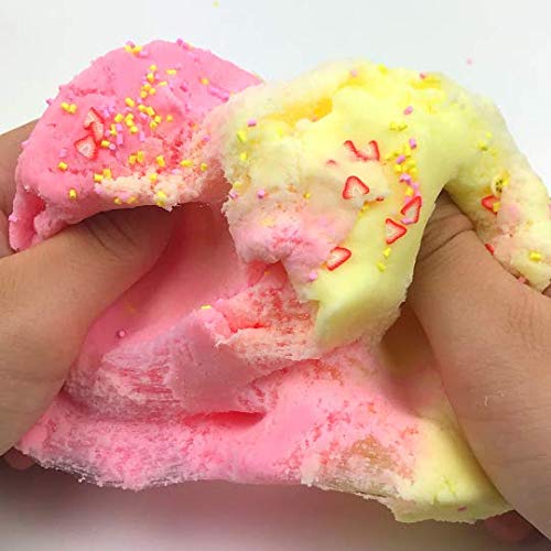 Strawberry Banana (8 fl/oz) - Scented Cloud Textured Slime - Handmade in USA - Dope Slimes - Pink/Yellow - Thumbnail 5