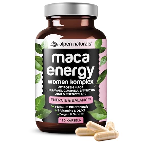 Maca Energy Komplex für Frauen – 120 Kapseln mit Maca, Shatavari, Guarana, Coenzym Q10 & Zink – Hochdosiert, vegan & laborgeprüft – Made in Germany Maca Energy Komplex für Frauen – 120 Kapseln mit Maca, Shatavari, Guarana, Coenzym Q10 & Zink – Hochdosiert, vegan & laborgeprüft – Made in Germany
