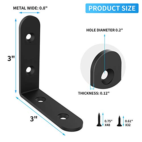 Shelf Brackets Corner Brace Black Steel L Brackets For Shelves Decorative Wall Mount Joint Angle Brackets For Shelf With Screws 16 Pack (3 X 3 Inch-16 Pack) #TOP1