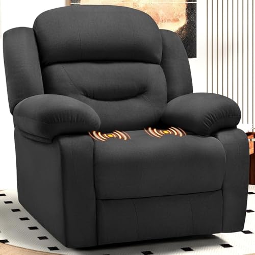 Image of Jocisland Rocking Recliner Chairs for Adults, 360 Degree Swivel Nursery Reclining Glider with Side Pocket, Comfy Fabric Manual Single Sofa for Living Room Bedroom, Coal
