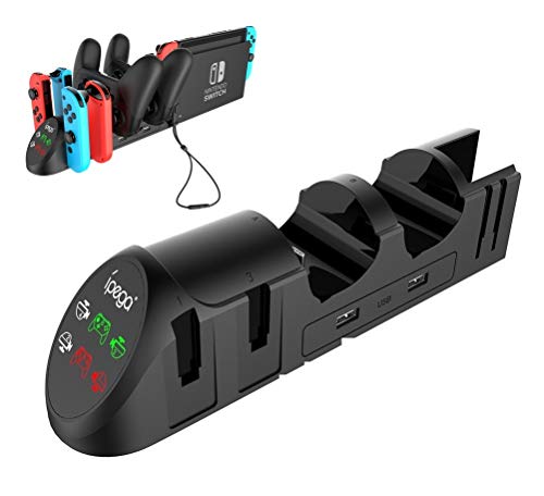 Preisvergleich Produktbild Ladestation für Switch-Controller, Multifunktions-Ladestation für Switch Joy-Cons Pro Controller mit 2 USB 2.0 Stecker und 2 USB 2.0 Ports (schwarz)