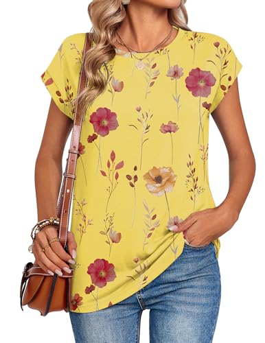 Image of Zeagoo Womens Tops Summer Casual Cap Sleeve Tshirts Shirts Business Dressy Spring Fashion Outfits Trendy Clothes