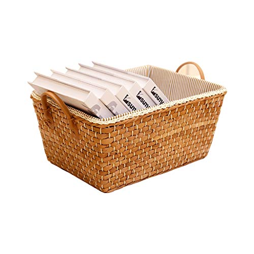 Hong Yi Fei-Shop Paniers de Stockage Panier de Rangement tissé à la Main des débris de Bureau Trier Basket collations de Fruits Livres de Stockage pour la buanderie, Salle de Bain Cover