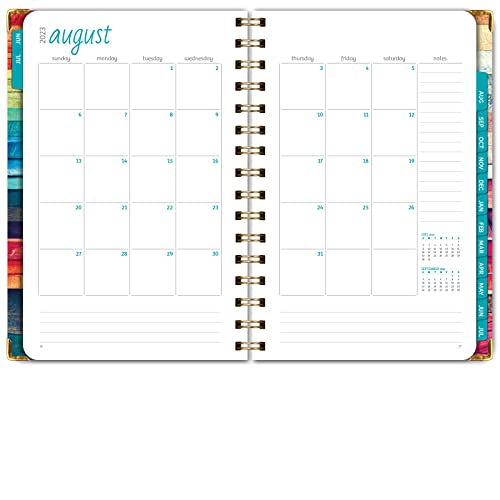 Hardcover Academic Year 2023-2024 Planner: (June 2023 Through July 2024) 5.5"X8" Daily Weekly Monthly Planner Yearly Agenda. Bookmark, Pocket Folder And Sticky Note Set (Rainbow Oak) #TOP4