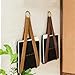 File Rack Leather Hanging File Organizer Office Wall Decor Storage Shelf Home Magazine Rack Letter Trays(Apricot)