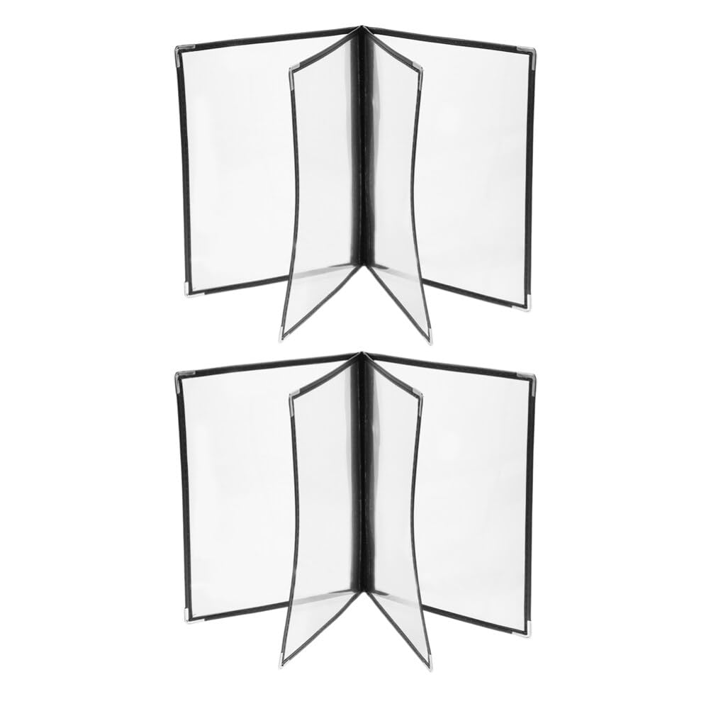 iplusmile 2pcs Clear Restaurant Menu Covers, Transparent Menu Holders 4 Page 8 View Menu Sleeves Reusable Menu Protectors for Bar Cafe Restaurant