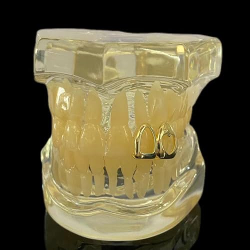 Juego de 2 Grillz para Dientes en Latón Chapado en Oro miniatura 5