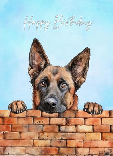 Belgian Malinois Dog Art Birthday Card