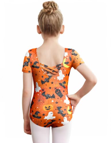 Image of Zaclotre Girls Gymnastics Leotards Crisscross Back Ballet Dance Outfits | Team Basic Leotard,Classic Short Sleeve,Hollow Back,High Stretch,Perfect Fit,Soft Cotton,Breathable,Ballerina Costume