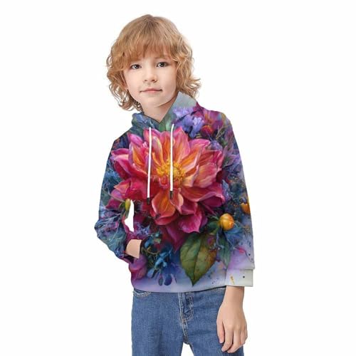 Sweat à capuche imprimé fleurs : le cadeau idéal pour un enfant de 10 à 12 ans - 2