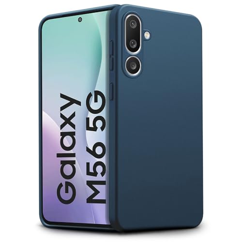 Image of WOW IMAGINE Back Cover for Samsung Galaxy M56 5G | Galaxy F56 5G | Ultra Slim Soft Rubberised Case | Inner Velvet Fabric | Matte Silicone Flexible Mobile Case | Camera Protection - Blue