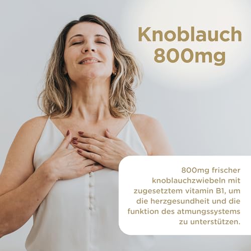 Healthspan Knoblauch 800 mg | Herzgesundheit | Zusatz von Vitamin B1 | Zusatz von Petersilienöl für die Neutralisierung des Geruchs | Vegan | 180 Kapseln