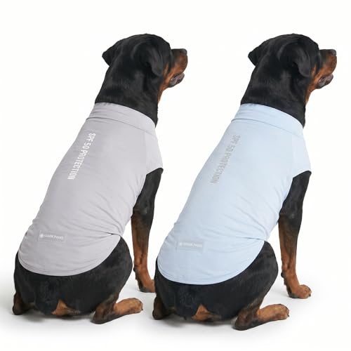 Spark-Paws-Sunblock-Dog-T-Shirt-SPF30-Protection-Lightweight-Breathable-Quick-Dry-for-Dogs-with-Sensitive-Skin-Blue-Grey-Set-of-2-4XL Spark Paws Sunblock Dog T-Shirt, SPF30 Protection, Lightweight Breathable Quick Dry for Dogs with Sensitive Skin - Blue & Grey (Set of 2) - 4XL - Image 1