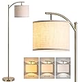 addlon Floor Lamp for Living Room with 3 Color Temperatures, Standing lamp with Linen lampshade for Bedroom, Office, Lamps with 9W LED Bulb Included - Brass Gold with Beige Shade