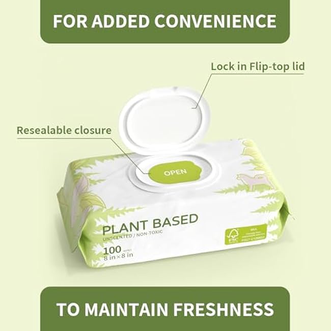 400 Unscented Dog Wipes for Paws and Butt Plant Based Hypoallergenic Pets Cleansing & Deodorizing Anal Gland Hygienic Puppy Wipes for Dogs Face and Body Cat Wipes Cleaning Fur Doggie Wipes Doggy Wipes-GRjxoRzw