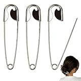Alfileres de Seguridad Grandes, Set de 3 imperdibles metálicos Plateados para Ropa, Mantas, Faldas, Kilt, Manualidades, pañales de Tela y fijación de Tejidos Gruesos