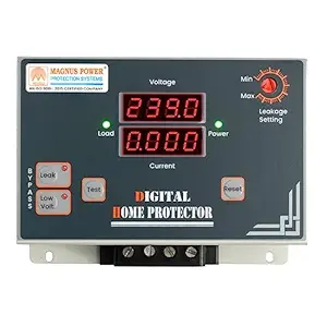 Magnus M-1125 Single Phase (230VAc) Digital Home Protector High & Low Voltage Protection/Overload Protection/Short Circuit Protection/Surge Spike Protection/Earth Leakage/Electric Shock Protection/Line Filter Capacity 40Amps Made in India